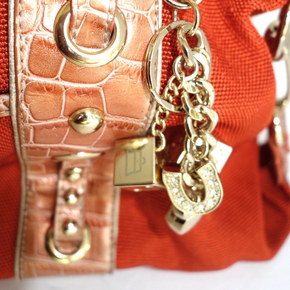 Kathy Van Zeeland Rust Color Canvas Satchel with Faux Leather Trim. - Picture 2 of 5